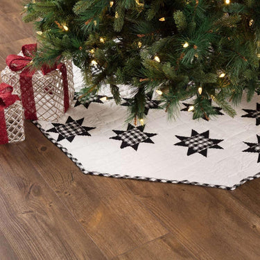 Emmie Black Patchwork Christmas Tree Skirt 48 VHC Brands - The Fox Decor